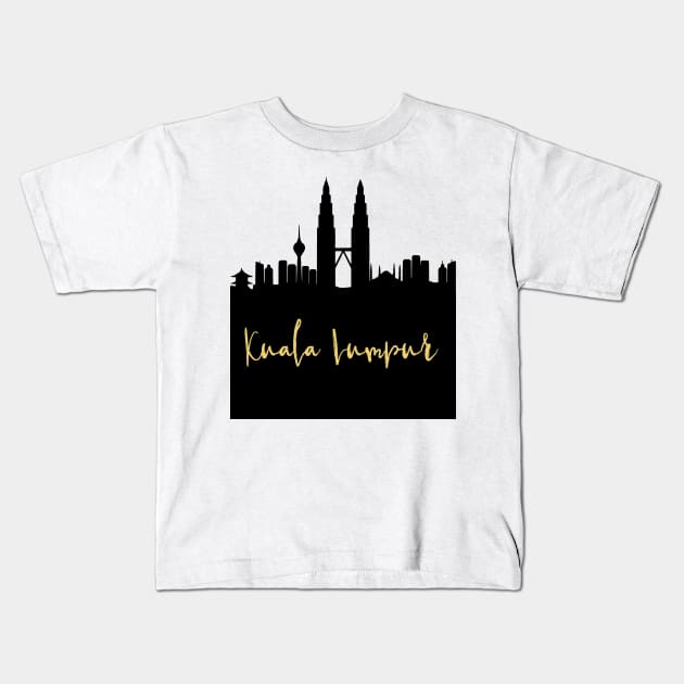 KUALA LUMPUR MALAYSIA DESIGNER SILHOUETTE SKYLINE ART Kids T-Shirt by deificusArt